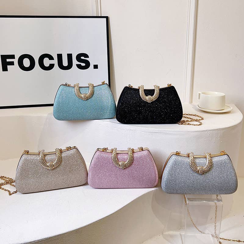 ACCITY - FINE GLITTER CLUTCH DRESS LADY EVENING BAG CLUTCH_CWAB3258: Blue / (OS) 1