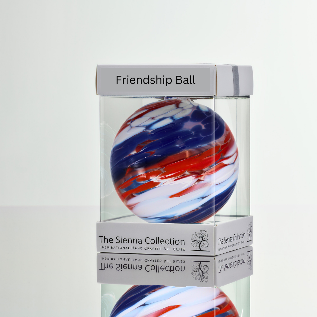 Sienna Glass - 10cm Friendship Ball - Red, White and Blue