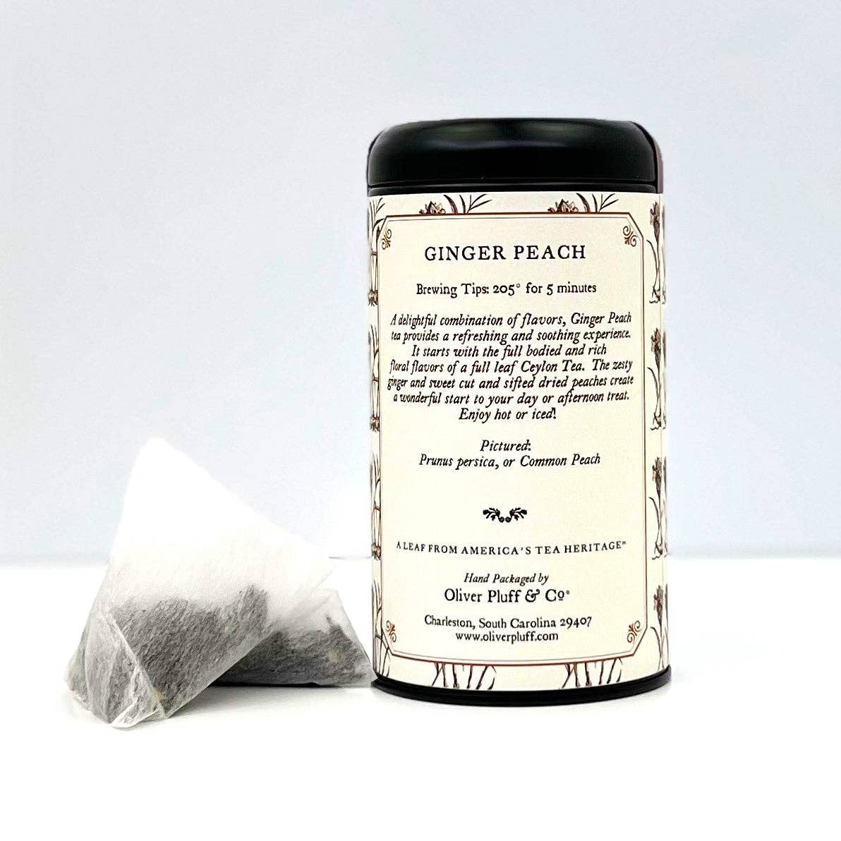 Oliver Pluff & Company - Ginger Peach Tea -- 20 Teabags in Signature Tea Tin