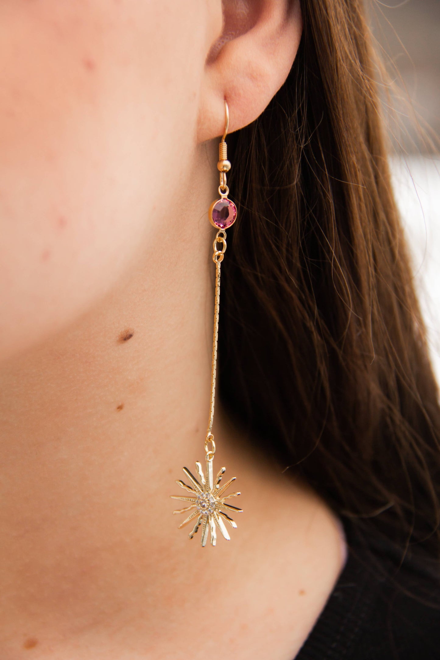 XTRA by Stacey - The Sun and Moon Earring - 12 Birthstone Options: SEPT-Sapphire