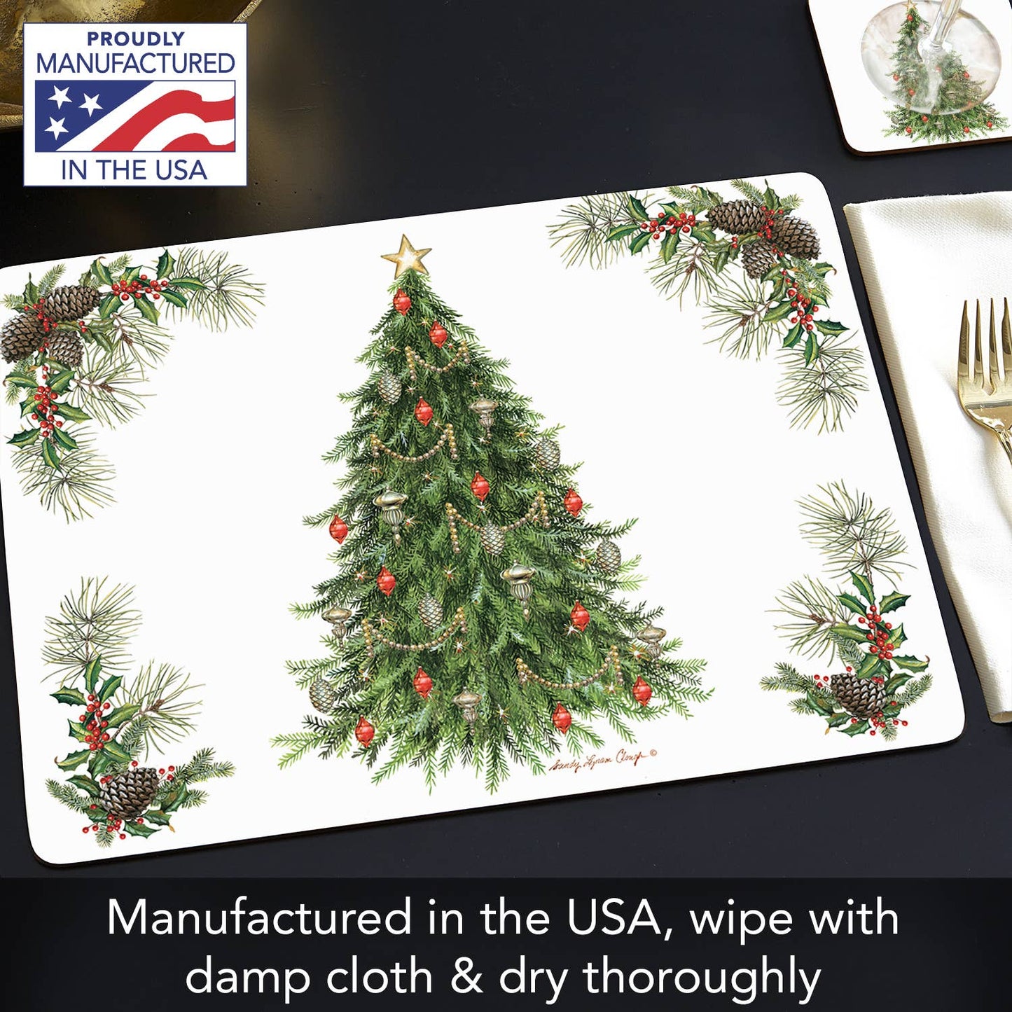 CounterArt/Highland Home/Thirstystone/CoasterStone - Cala Home "O' Christmas Tree" Decorative Hardboard Placemat