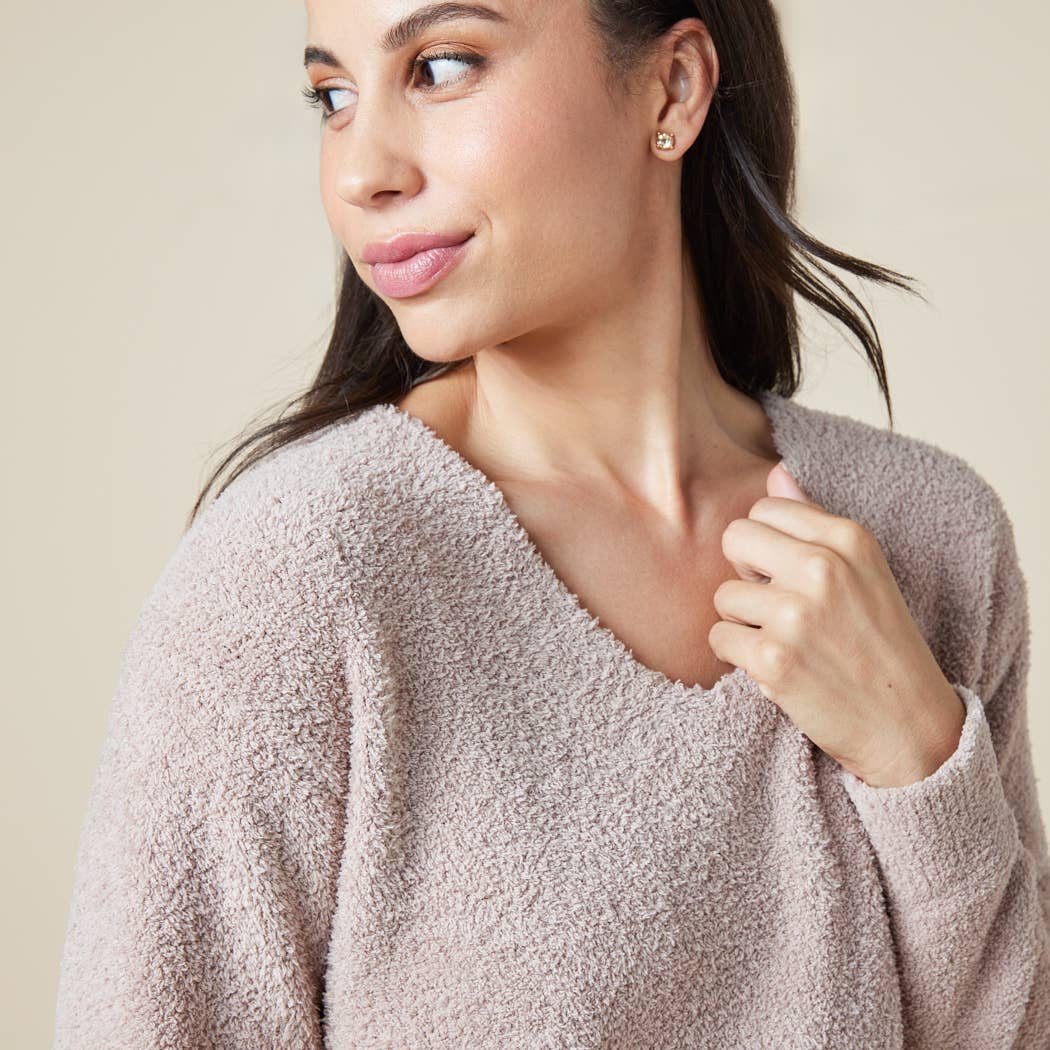 Softies - Solid Marshmallow V-Neck Lounge Set: Black / L