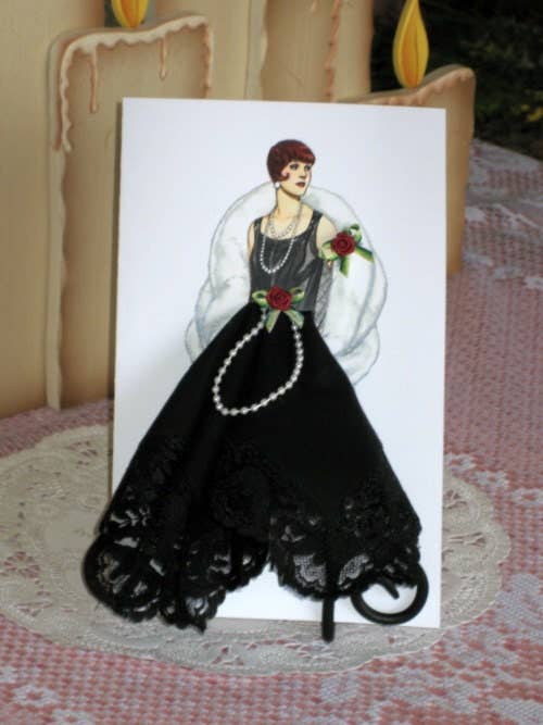 MOMENTS IN THYME - 1925 Flapper Keepsake Hanky Card: Clear Sleeve
