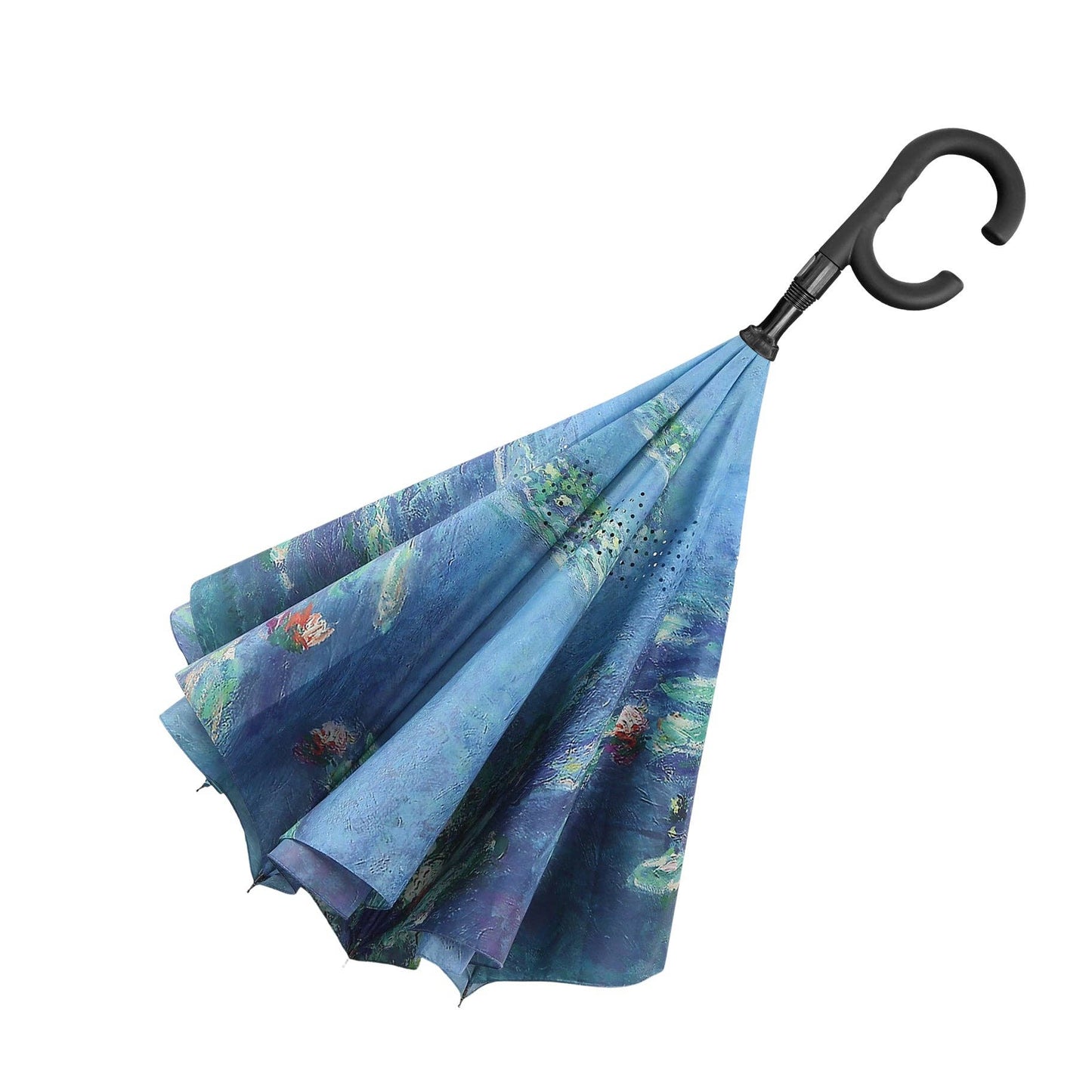 RainCaper - Monet Water Lilies Reverse Inverted Umbrella – Hands-Free, Windproof Design