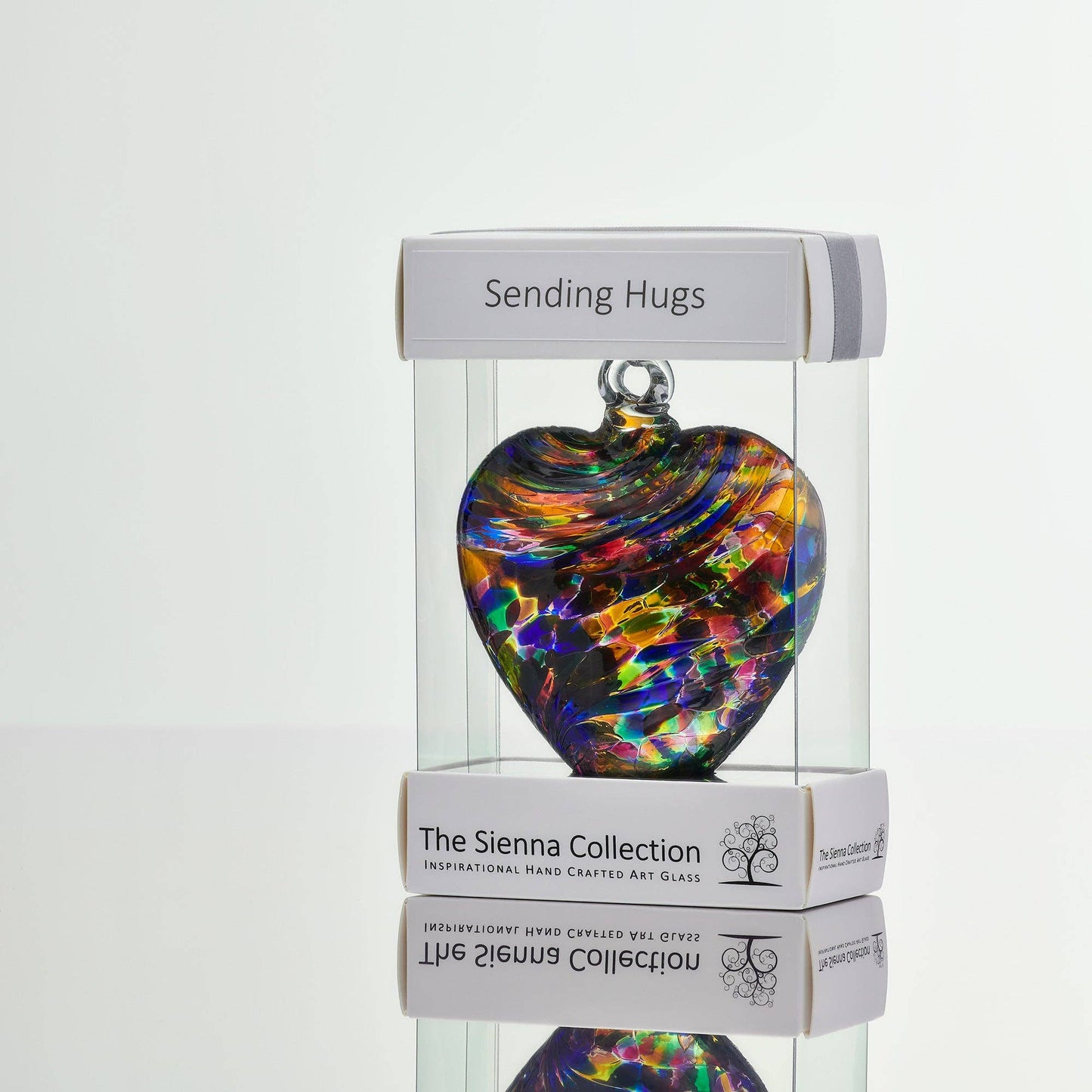 Sienna Glass - 8cm Friendship Heart - Sending Hugs - Multicoloured