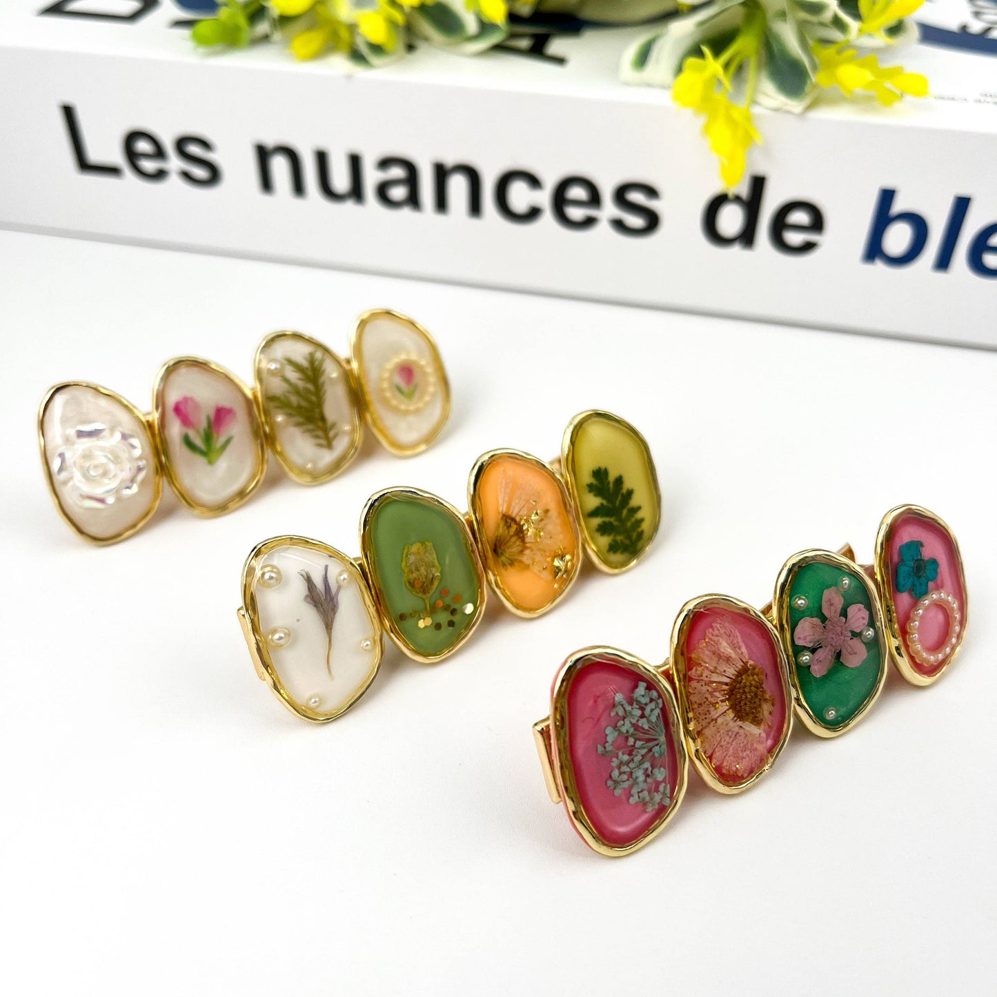 TheDivaSoap - Retro Flower Duckbill Clip, High Quality Hair Clip: Green