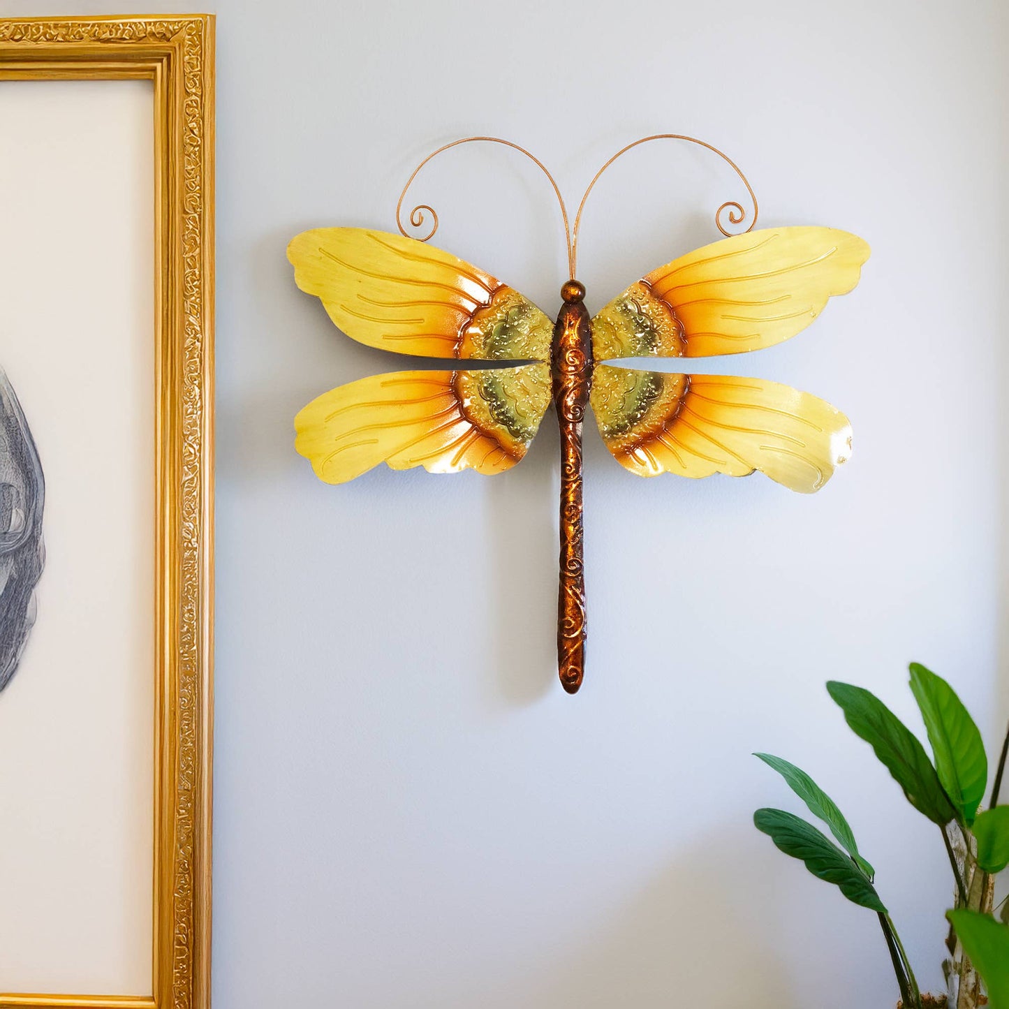 Eangee Home Design - Dragonfly Wall Decor Sunflower, Metal, Indoor / Outdoor