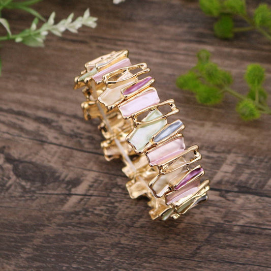Dipped Shop - Vintage Colorful Irregular Elastic Bracelet DP25D599: C1 Gold
