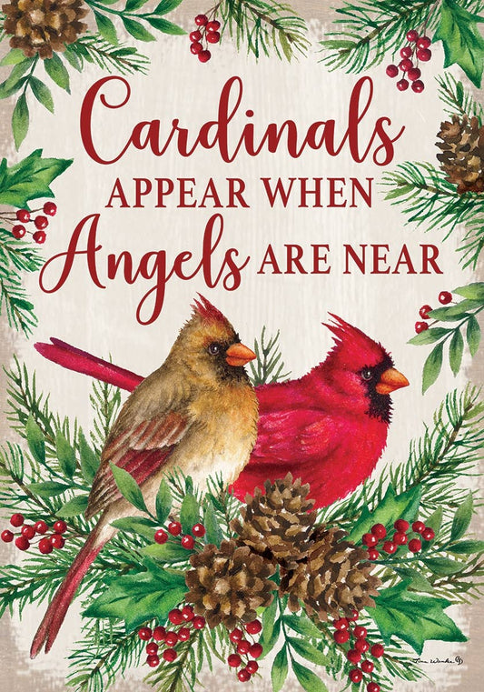 Custom Decor - Cardinals and Angels-Flag by Tina Wenke - 12” x...