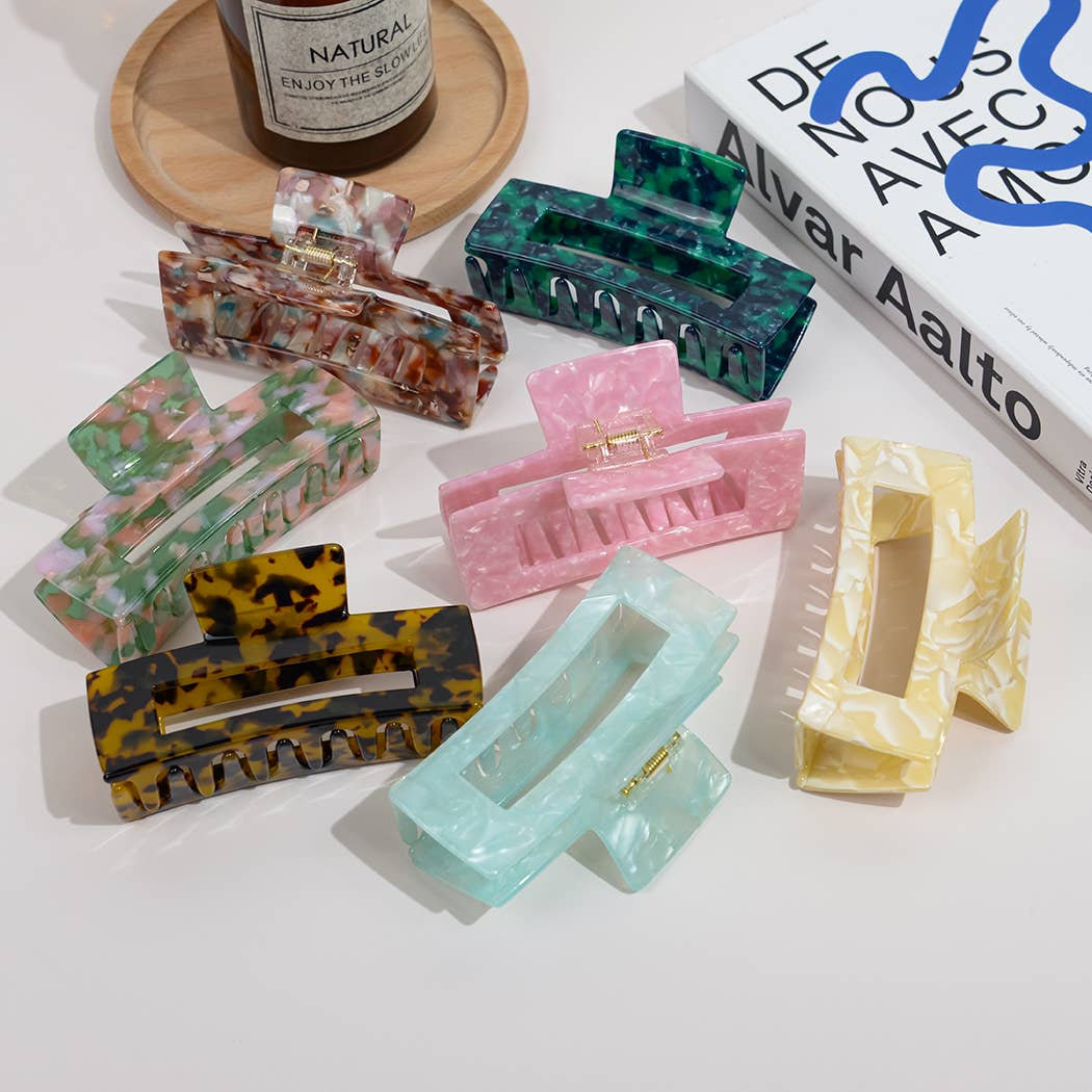TheDivaSoap - Vintage Oversized Square Acetate Claw Clip, Eco-Friendly: Hawksbill