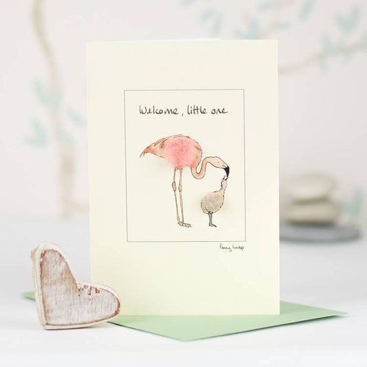 Papersheep UK - Flamingo & Chick New Baby Card | New Parent Card | Bird Card