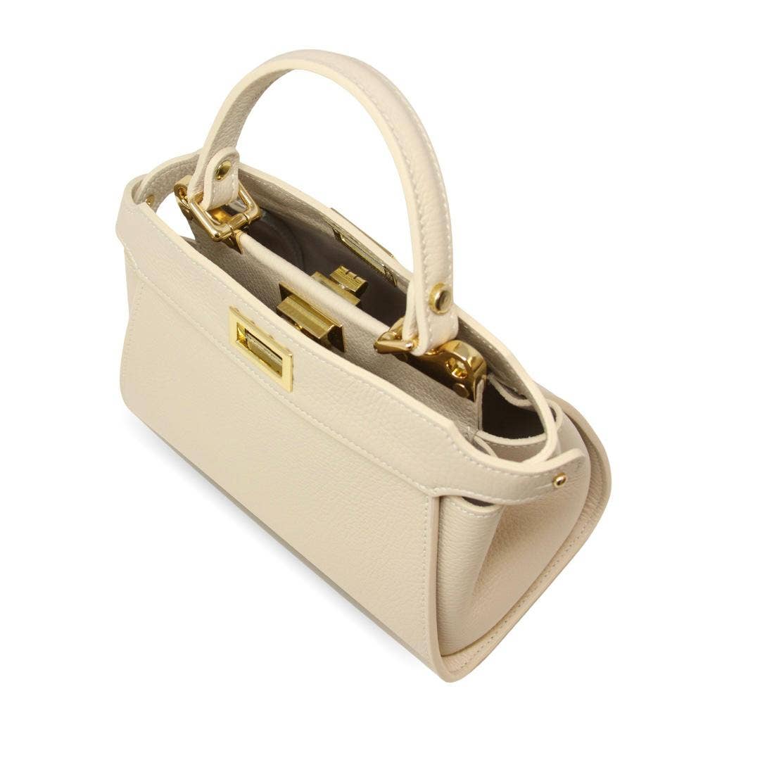 German Fuentes Handbags - GF0823 GENUINE ITALIAN LEATHER HANDLE AND CROSSBODY BAG: CAMEL