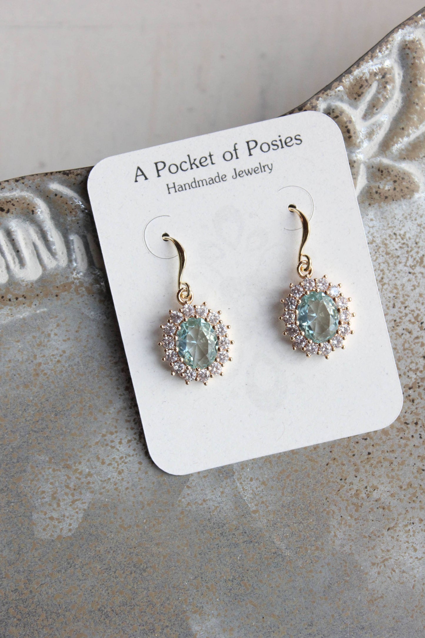 A Pocket of Posies - Aqua Glass Earrings