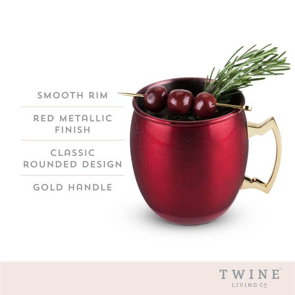 Twine - Red & Gold-Plated Stainless Steel Moscow Mule Mug