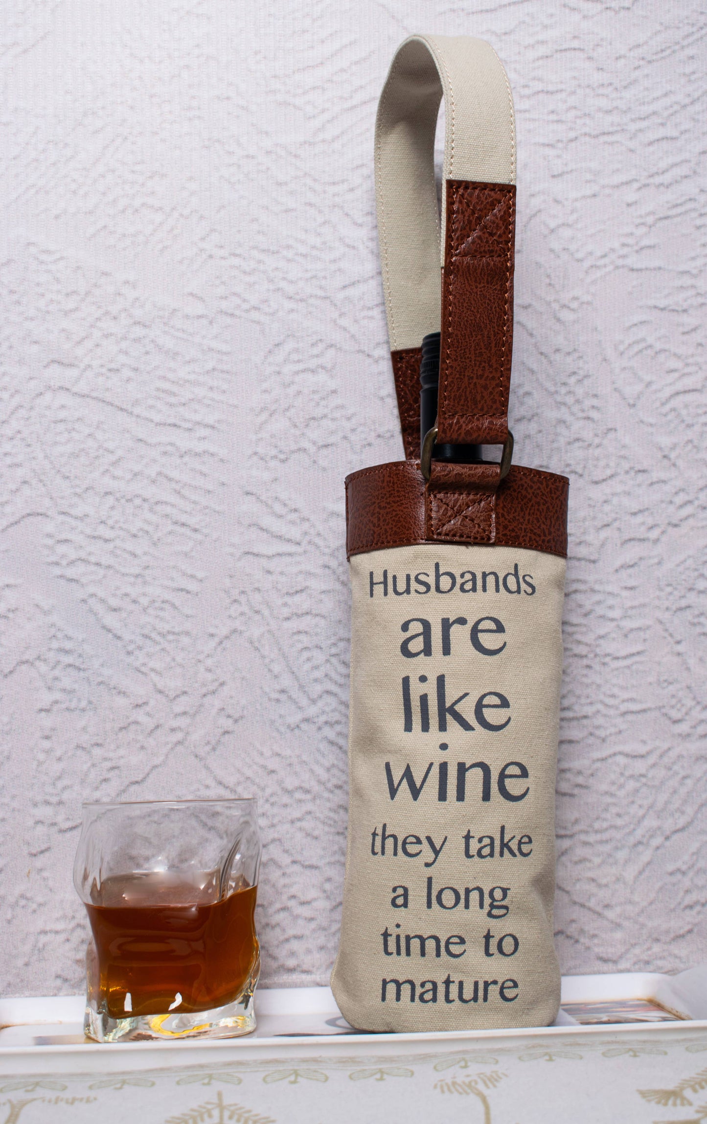 Mona B. - MATURED Wine Up-Cycled Canvas and Leather Wine Tote Bag