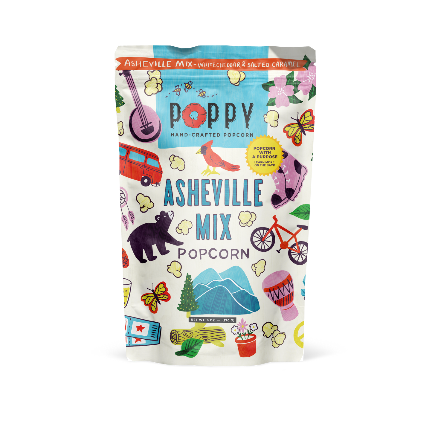 Poppy Hand-Crafted Popcorn - Asheville Mix Artist Bag Popcorn