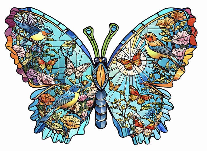 SunsOut - 5397 Birds, Flowers and Butterflies Shape pc Puzzle