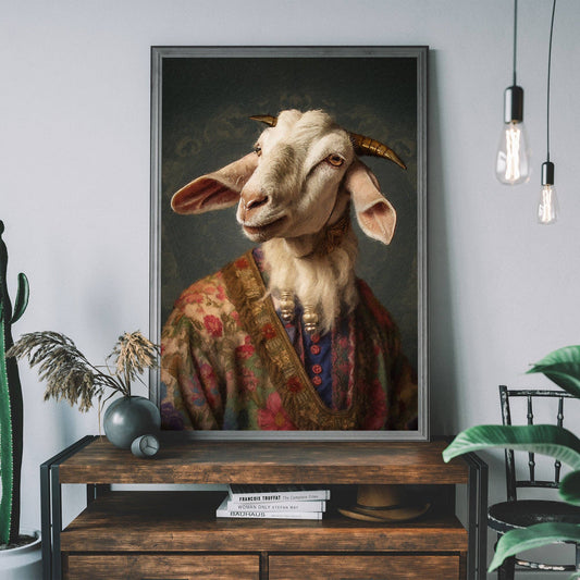 Ink & Drop - Goat Animal Portrait Print: 11 ¾ x 15 ¾ in | 30x40 cm / Matte