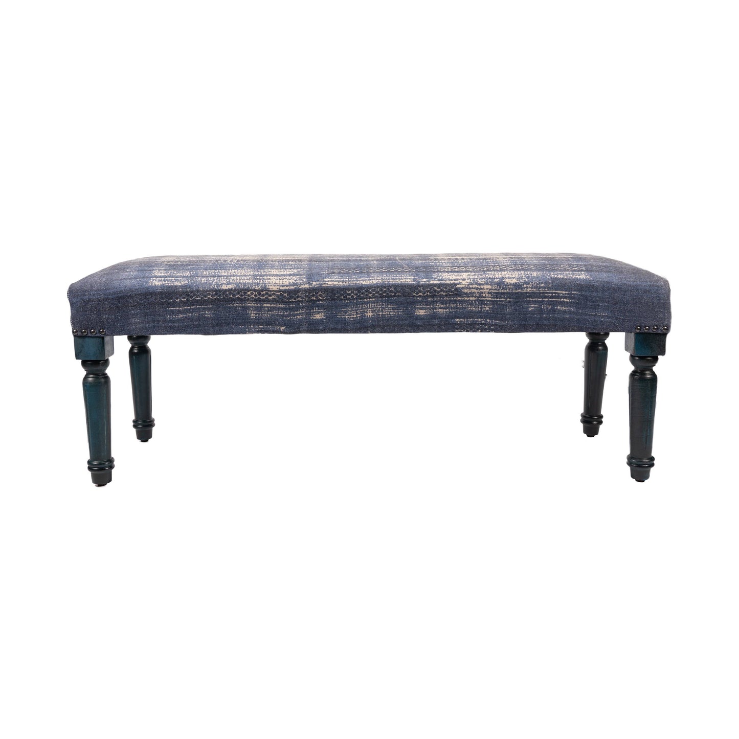 LR Home - Antique Blue Simple Living Indoor Bench: Blue