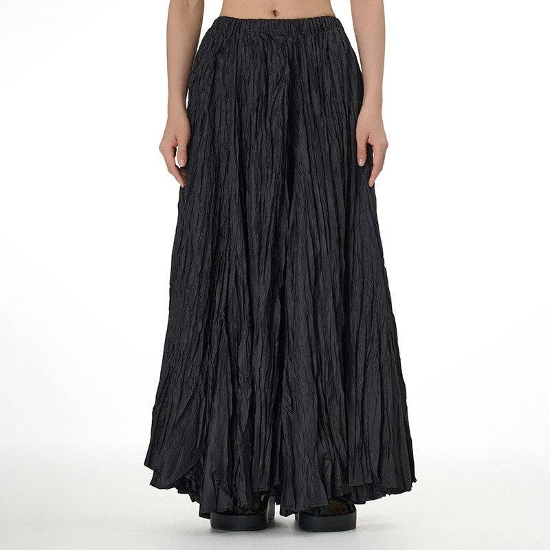 UZ Wholesale Store - Solid Color Draped Ruched Skirt: GRAY / FREE SIZE