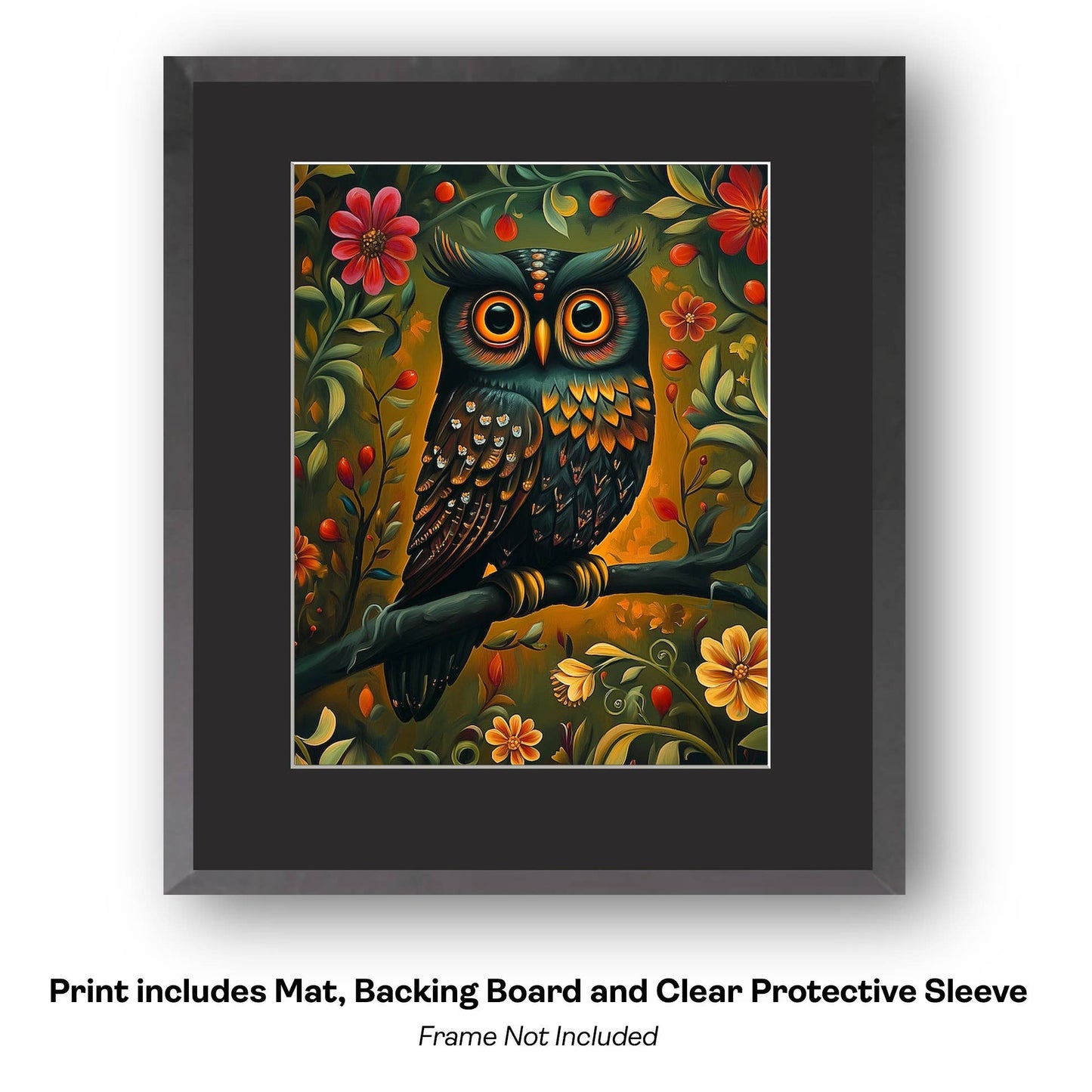 Mowbi - Folk Art Butterfly Fairy -  Folk Art Prints – 8″x10″ Artwork in 11″x14″ Mat