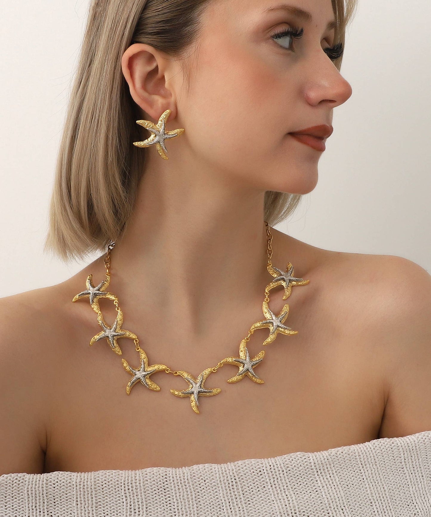 BUBU BY TEKIN SHOP - Gold And Silver Plated Starfish Jewelry Set