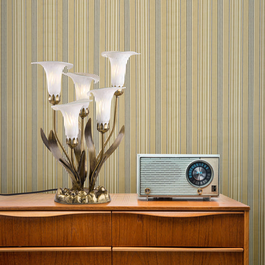 River of Goods - 20"H White Hand Blown Glass 5 Calla Lily Uplight Accent Lamp