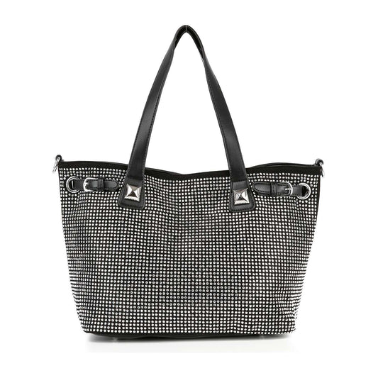 Handbag Express - Buckle Accented Sparkling Tote Handbag: Black