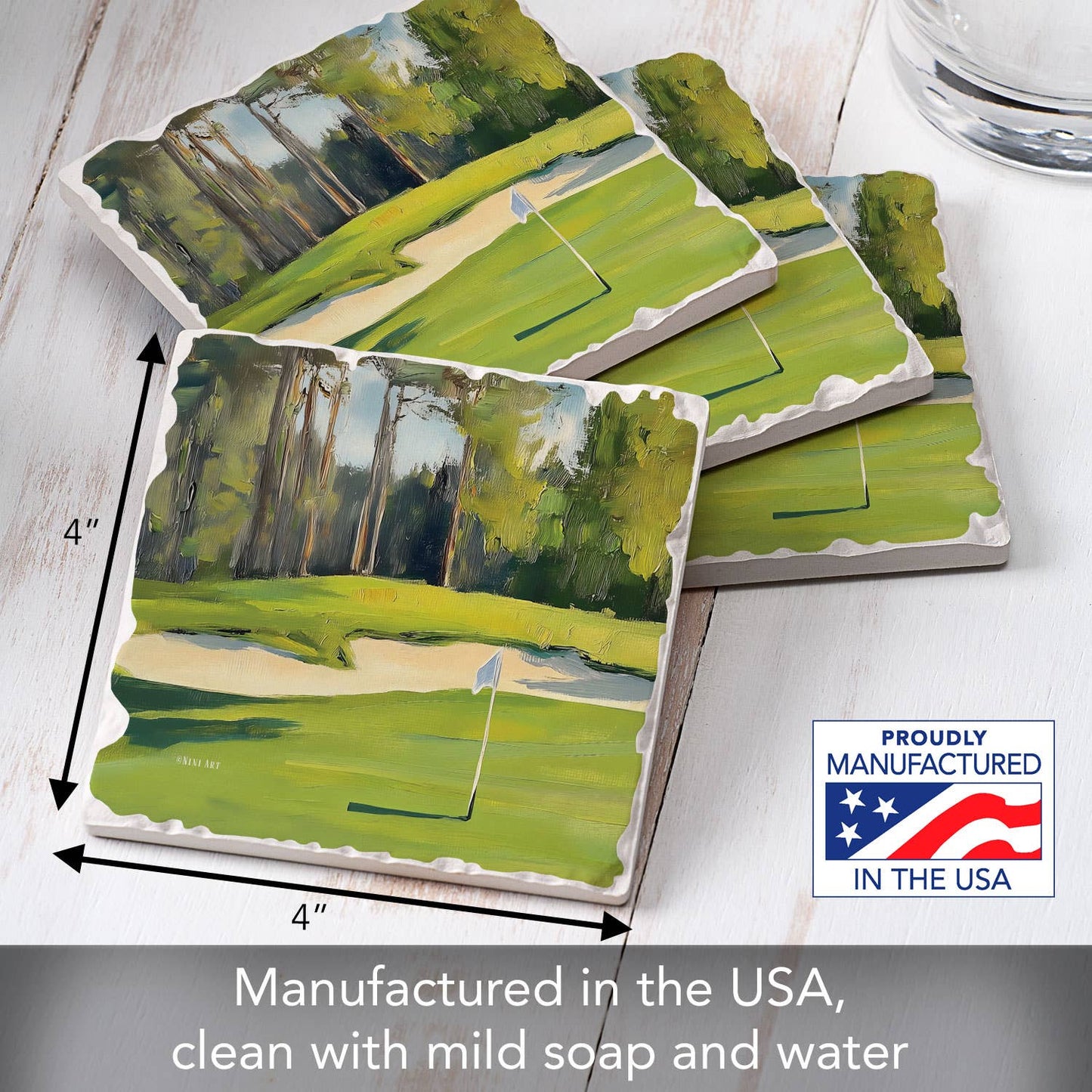 CounterArt/Highland Home/Thirstystone - Golf Course 4 Pack Tumbled Tile Stone Coasters