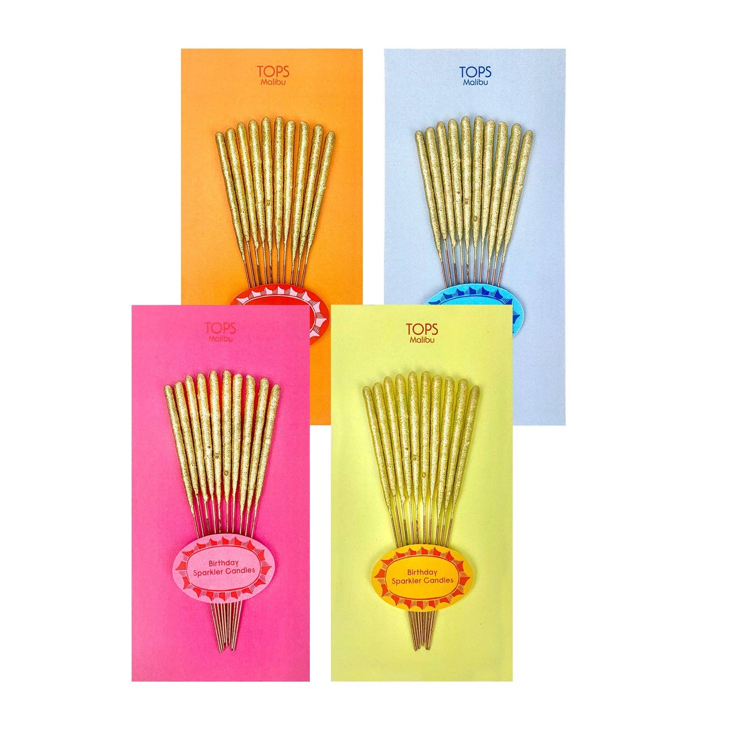 TOPS Malibu - Mini 4" Gold Sparkler Candles - Birthday - Set of 10 - Asst