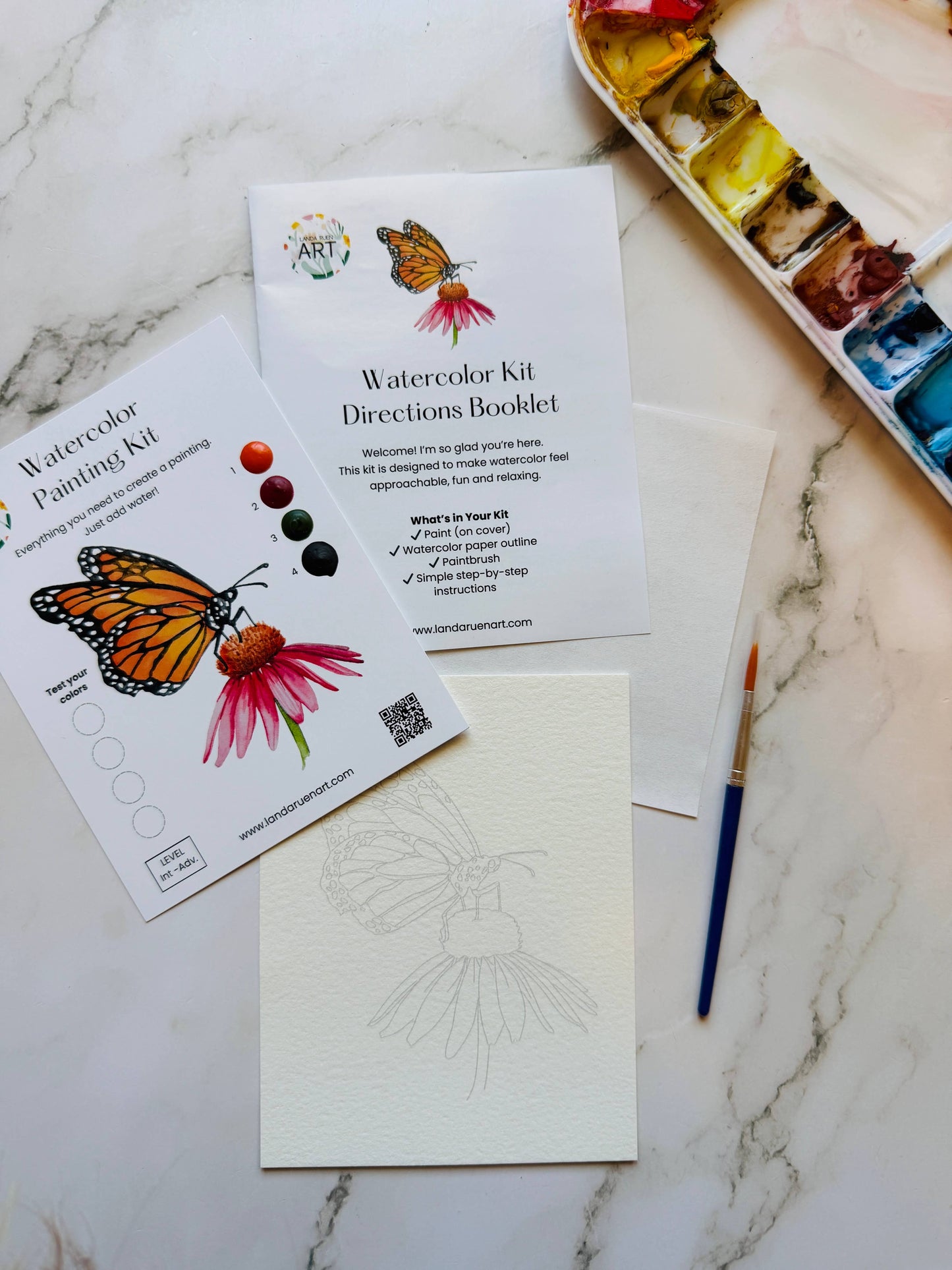 Landa Ruen Art - Monarch Butterfly Watercolor Kit
