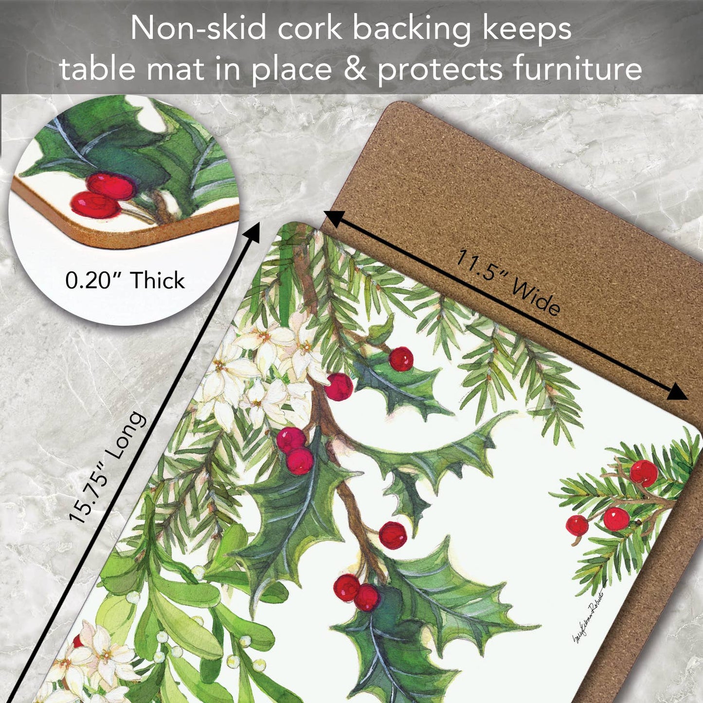 CounterArt/Highland Home/Thirstystone - Cala Home Balsam & Berries Decorative Hardboard Placemats