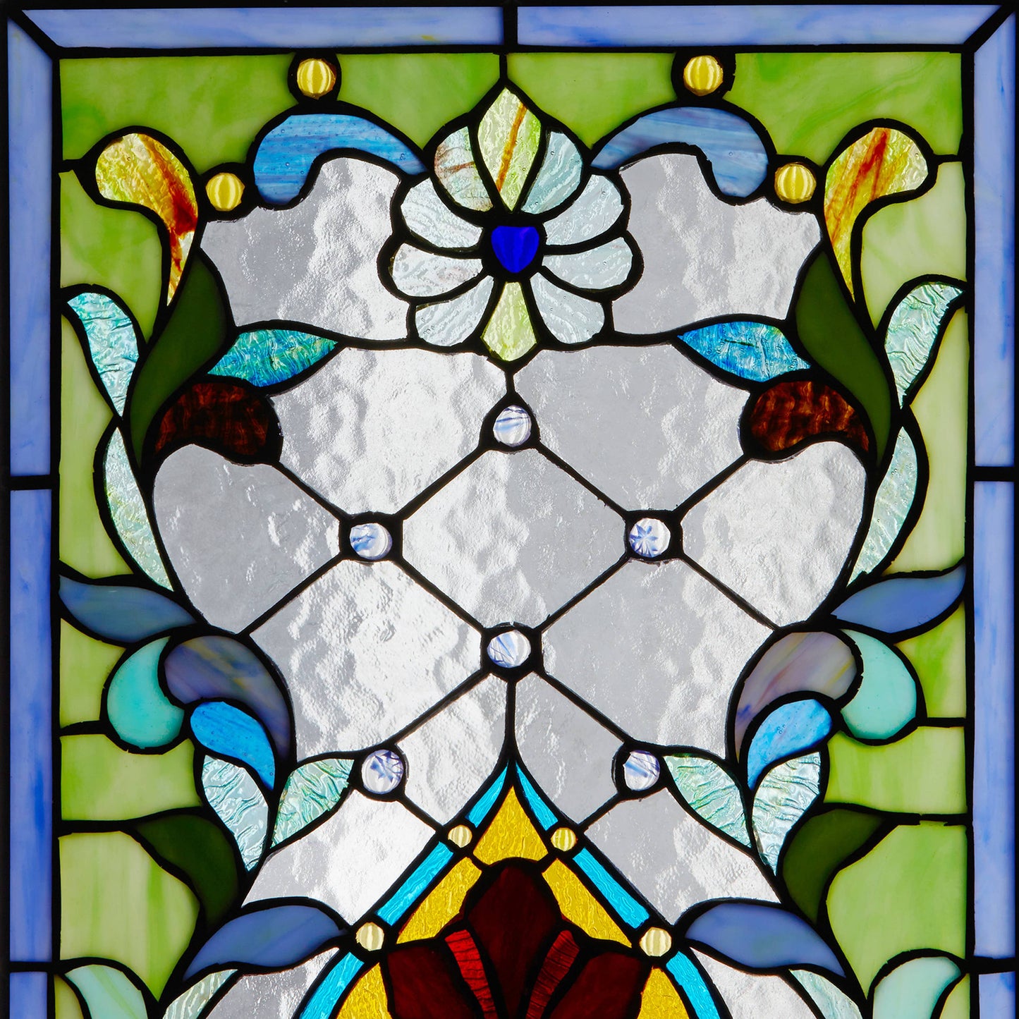 River of Goods - 19"H Alice Flower and Vine Stained Glass Window Panel