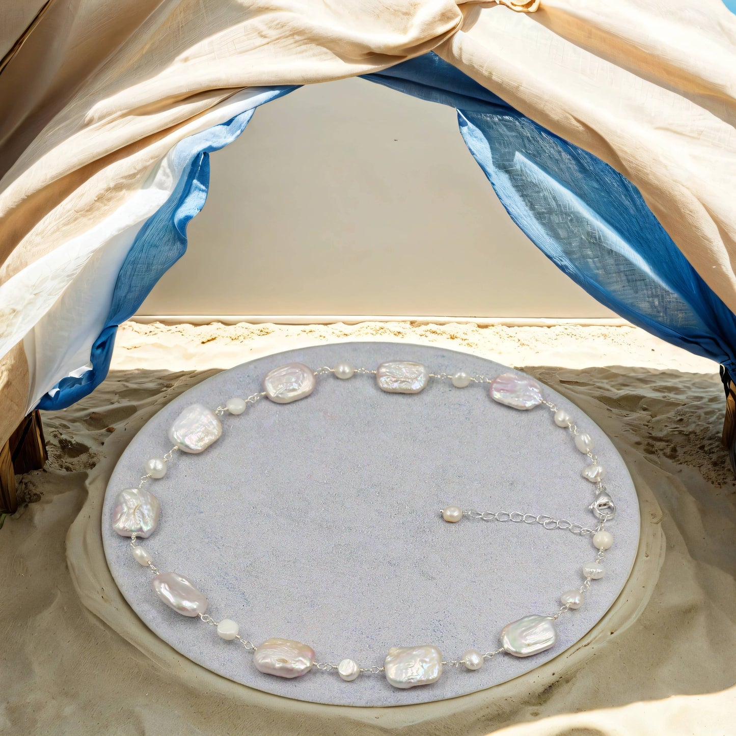 IST Jewelry - Square-Shaped Cultured Freshwater Pearl Necklace