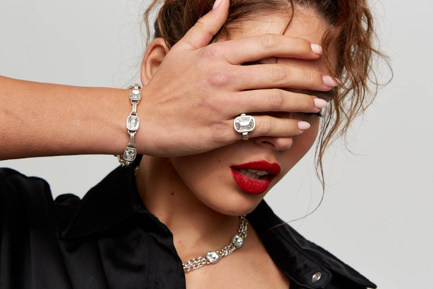 Chanour - Handmade Clear Crystal Brass Ring - 6935