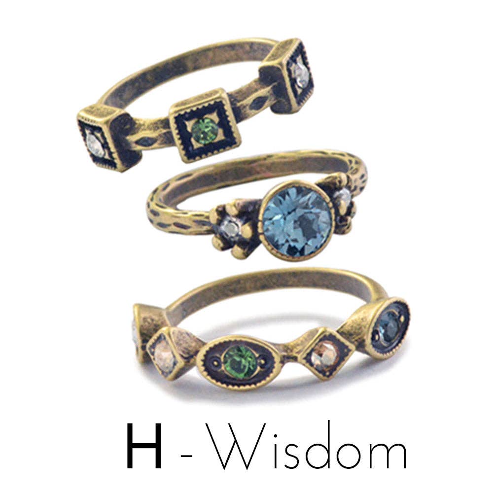 Sweet Romance Jewelry - Set of 3 Crystal Stack Rings R562: 9 / C - Balance