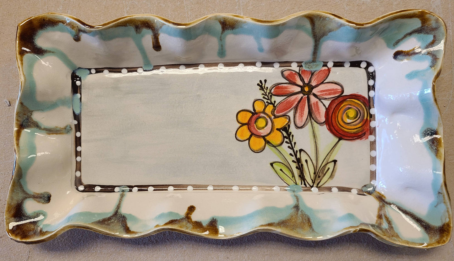 Heartfelt Traditions - Rectangle Platter (Drip Flowers)