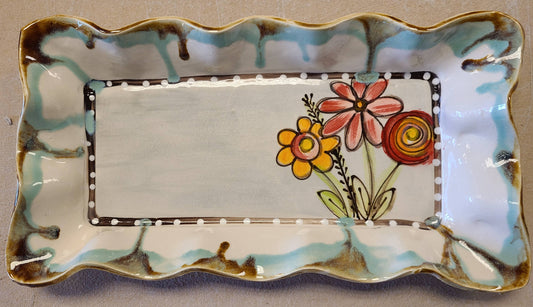 Heartfelt Traditions - Rectangle Platter (Drip Flowers)