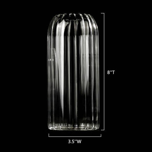 Sweet Home Deco - Stripes Clear Bud Vases, Borosilicate Light Weight Glass: 8''T