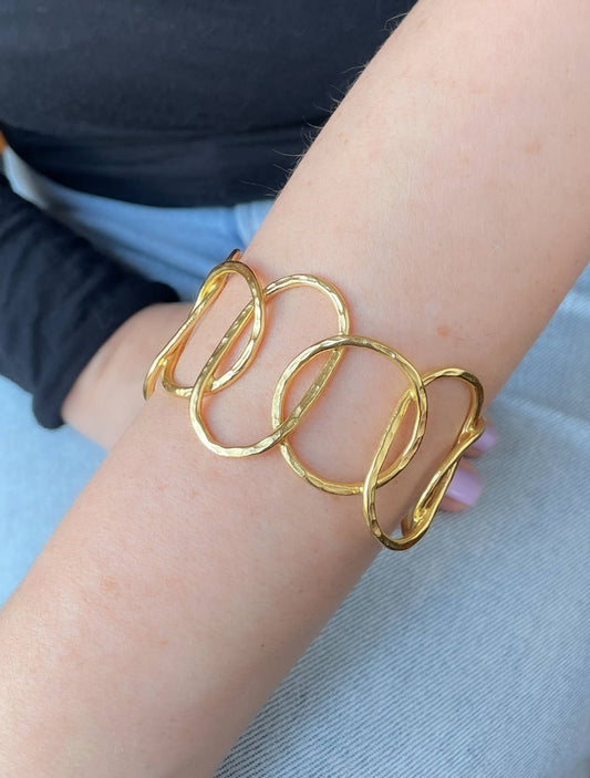AJS Design Studio - Handmade gold plated hammered cuff