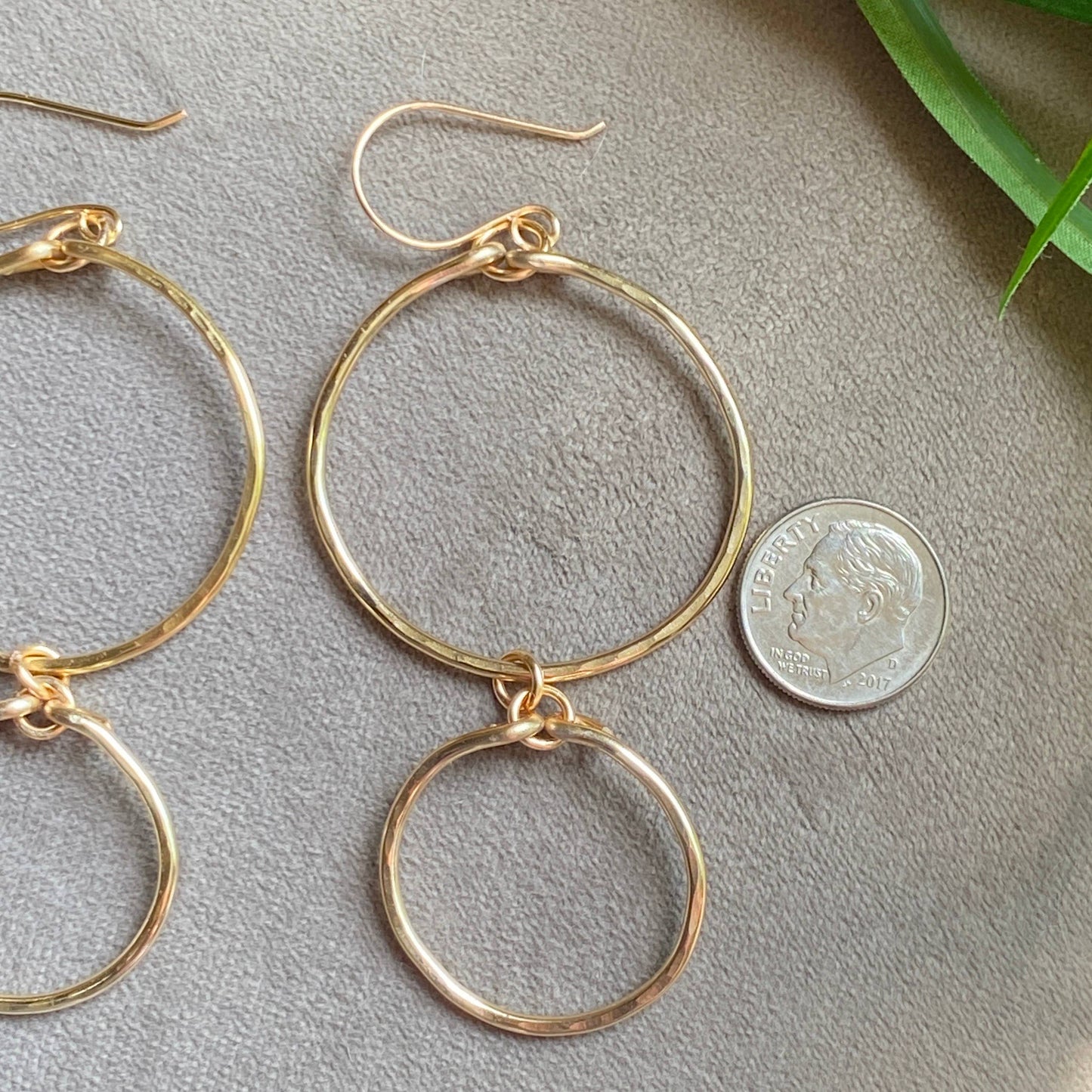 Marble Designs Jewelry - Gold Hammered Double Hoop Earrings