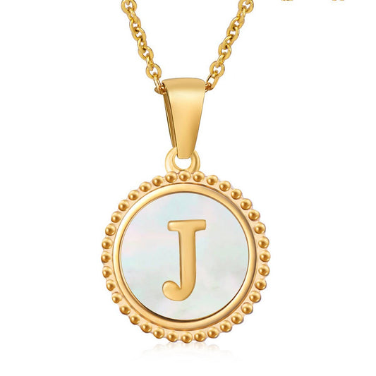 ACCITY - 18K GOLD STAINLESS STEEL SHELL LETTER NECKLACE_CWAJE0686: TYPE10 / (OS) 2