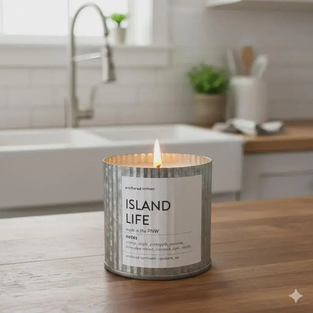 Anchored Northwest - Apple Maple Bourbon Wood Wick Candle, Rustic Farmhouse Decor: 10oz