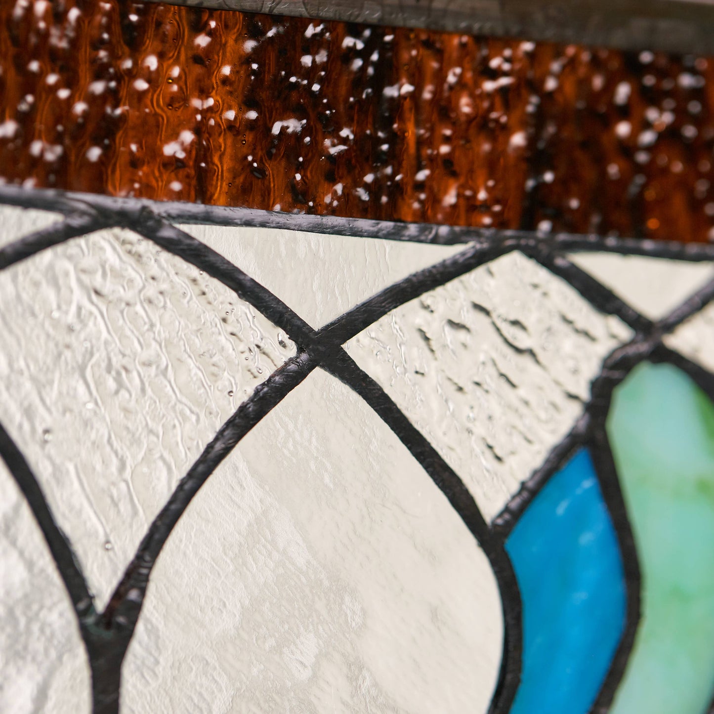 River of Goods - 30"L Fleur De Lis Victorian Stained Glass Pub Window Panel: Amber