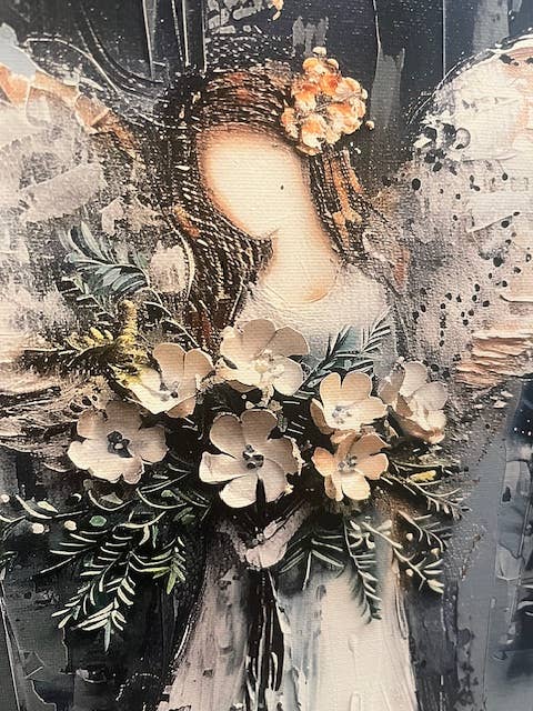 Rustic Nester - Angel Canvas art print, Painting for wall, home decor gift: 12x12