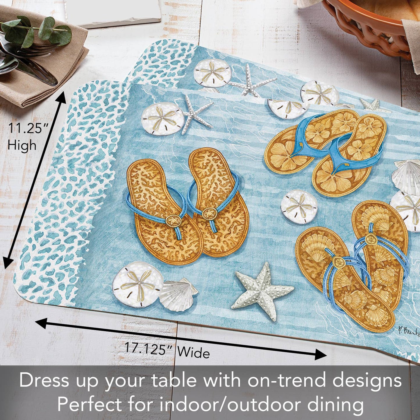 CounterArt/Highland Home/Thirstystone - Key Largo Sandals Reversible Rectangular Plastic Placemat