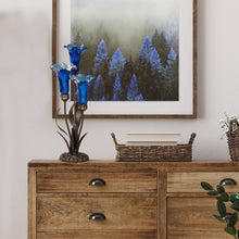 Load image into Gallery viewer, River of Goods - 21&quot;H Blue Mercury Glass 3 Lily Uplight Table Lamp