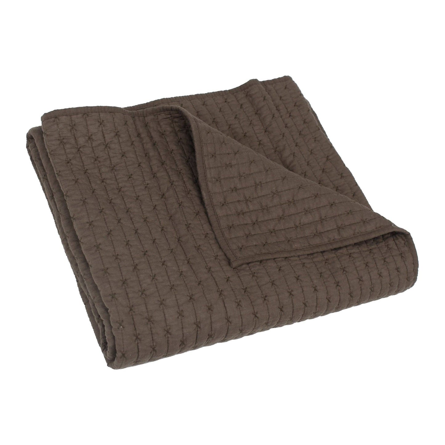 Levtex Home - Cross Stitch Quilted Throw: Cocoa