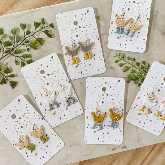 Sydni Carlson Art - Assorted Pack: Chickens with Boots Earrings