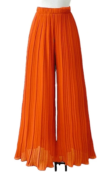 LOOWIE - ELPLOR Italian Orange Pleated Wide Legs Pants LOOWIE